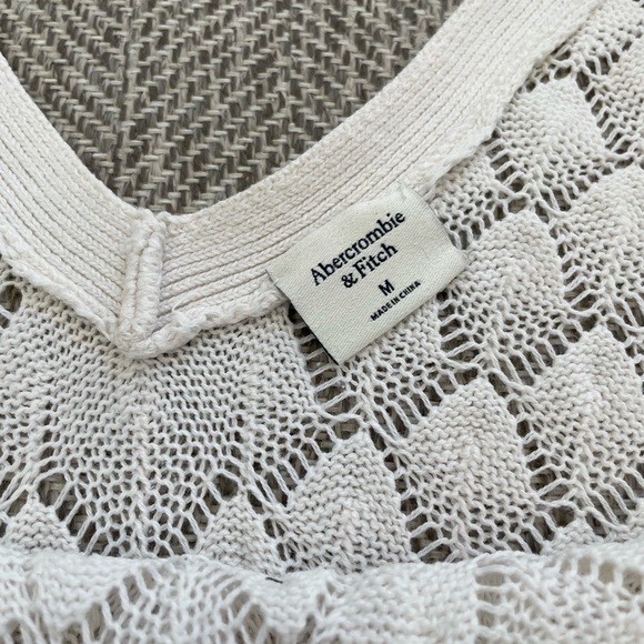 Abercrombie & Fitch Crochet Midi Dress Coverup Cream Beach Vacation Med - Picture 5 of 11